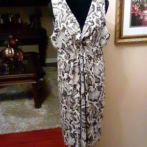 Chico's Priscilla Python dress cocoa bean & cream sleeveless stretch XL/…16 NEW